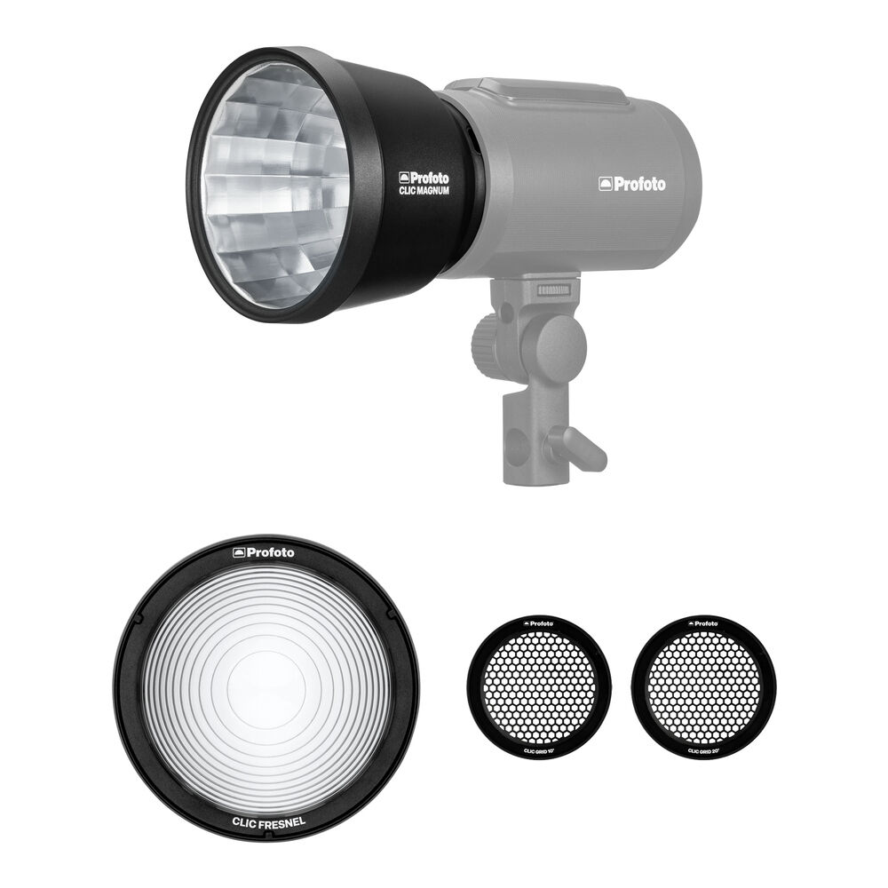Profoto Clic Magnum Reflector, Fresnel y Grid Kit - Control total de luz para flashes A-se