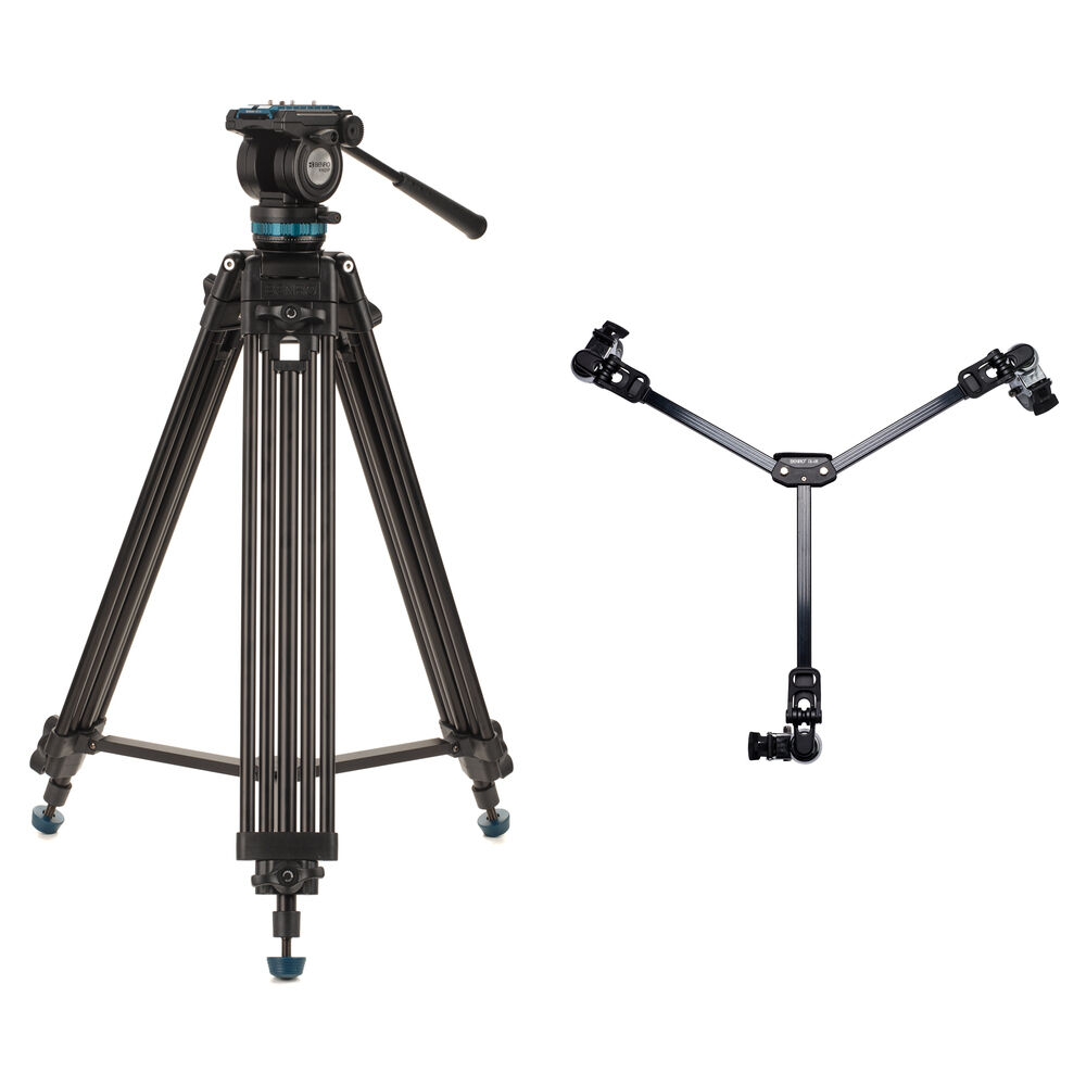 Benro KH25PC Kit de Cabezal de Video, Trípode de 2 Etapas y Dolly DL-08