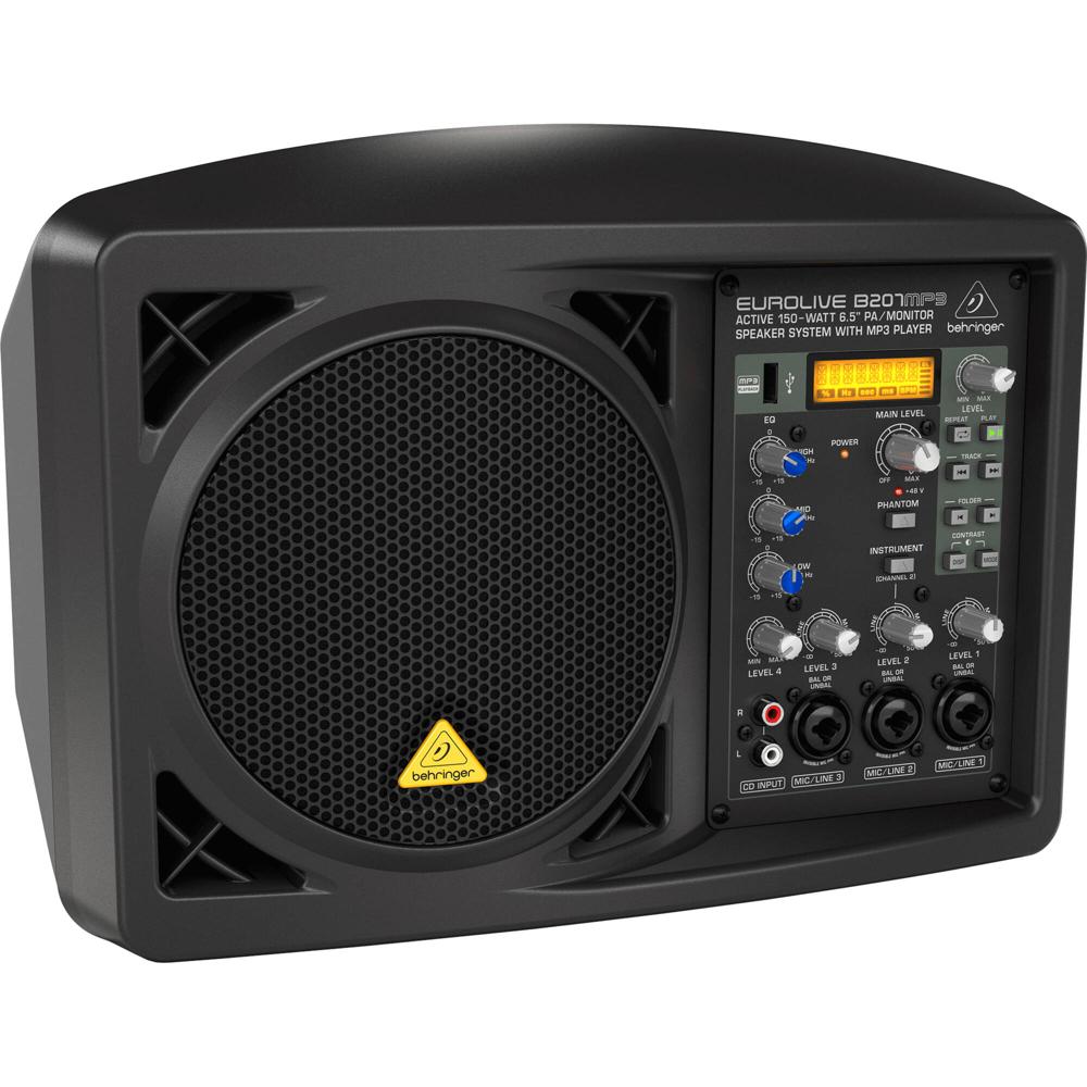 Behringer EUROLIVE B207MP3 Altavoz Activo de 150W con Mezclador de 4 Canales y Reproductor