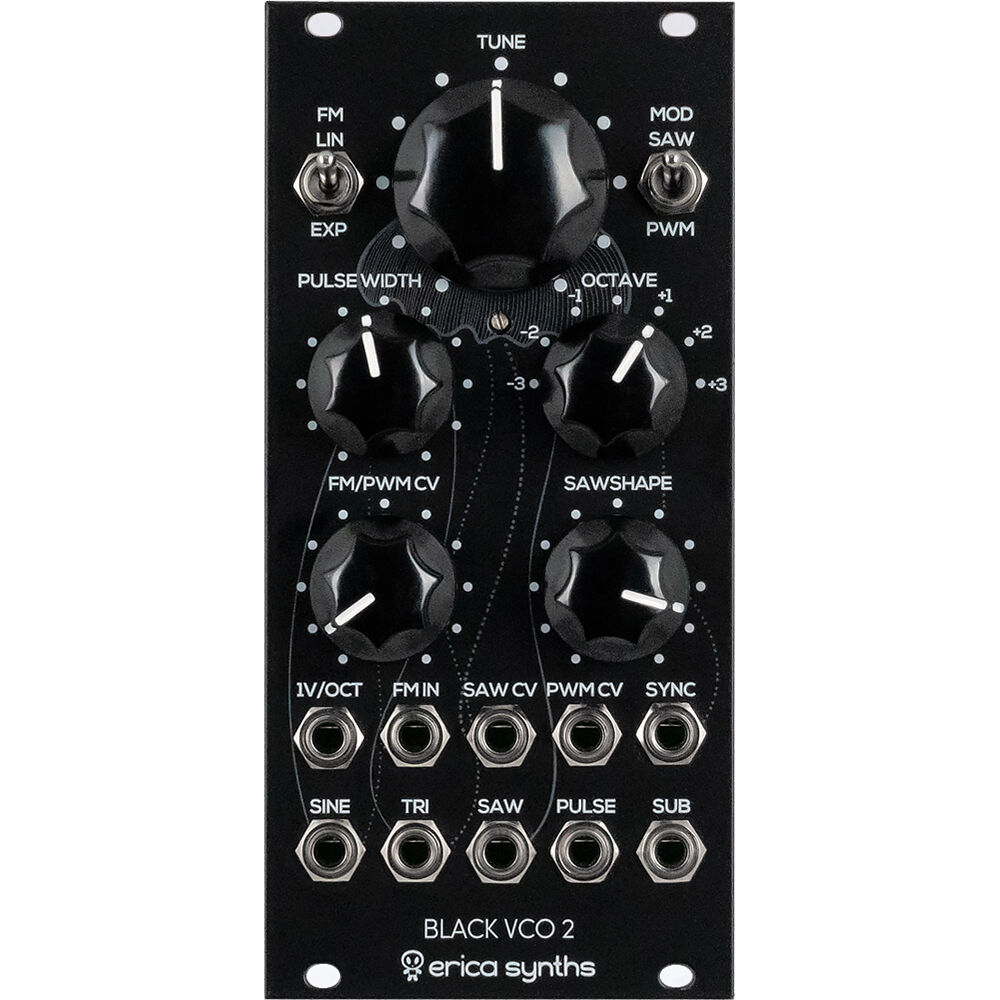 Erica Synths Módulo Eurorack Black VCO2 12 HP - VCO Analógico, Suboscillator de -1 Octav