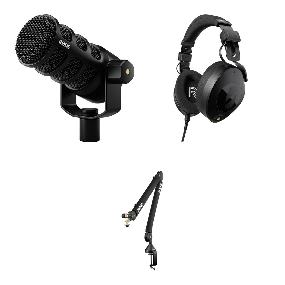 RODE PodMic Kit USB y XLR con Brazo Pro PSA1+ y Auriculares NTH-100
