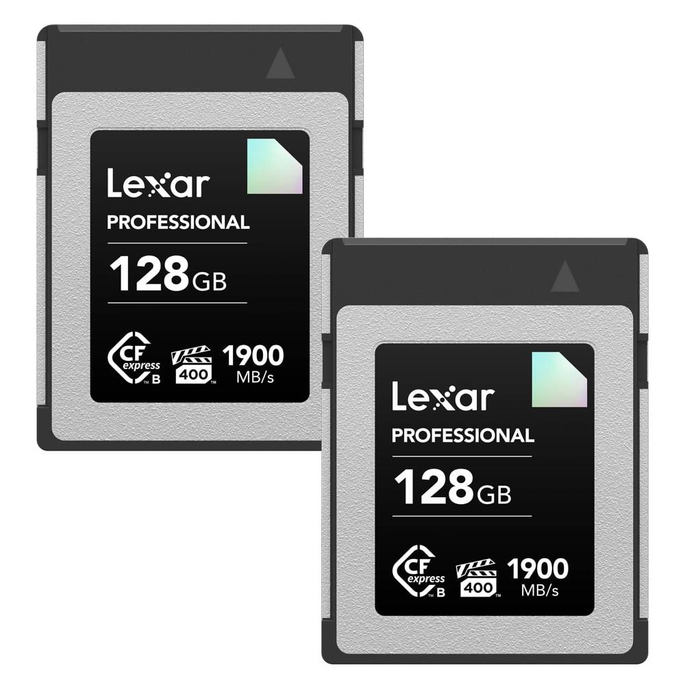 Lexar CFexpress Type B Card DIAMOND Series 128GB (2-Pack) - 1900 MB/s Lectura, 1700 MB/s E
