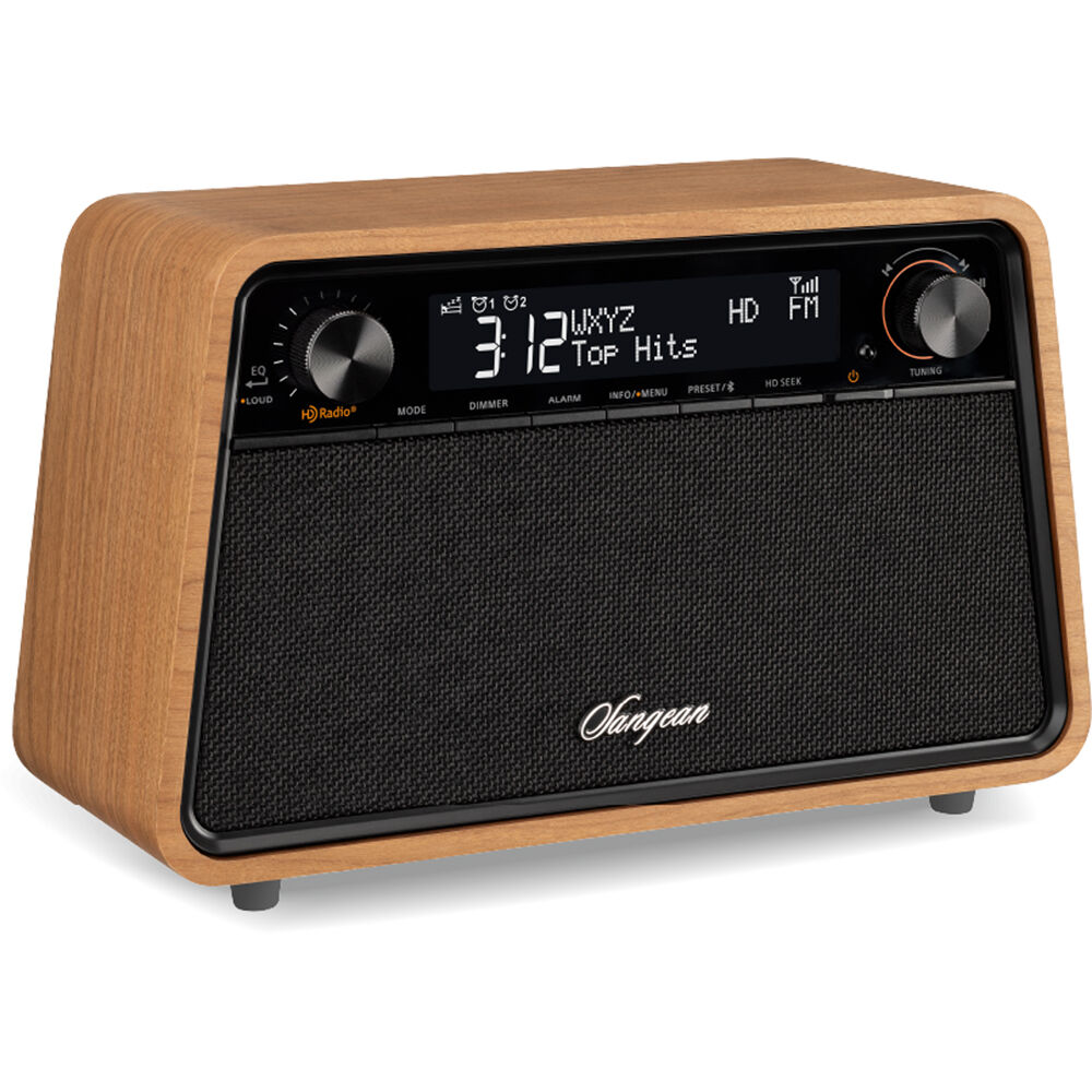 Sangean HDR-19 Radio de Mesa AM/FM-RDS/HD con Bluetooth - Madera Natural, Pantalla Monocro