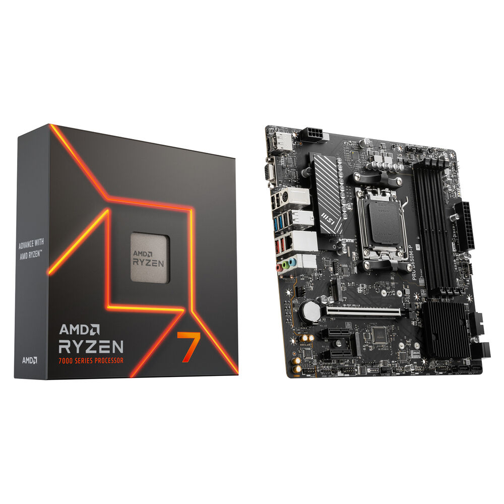 AMD PRO B650M-P Placa Base Micro-ATX con Procesador Ryzen 7 7700X 4.5 GHz, 8 Núcleos y Gr