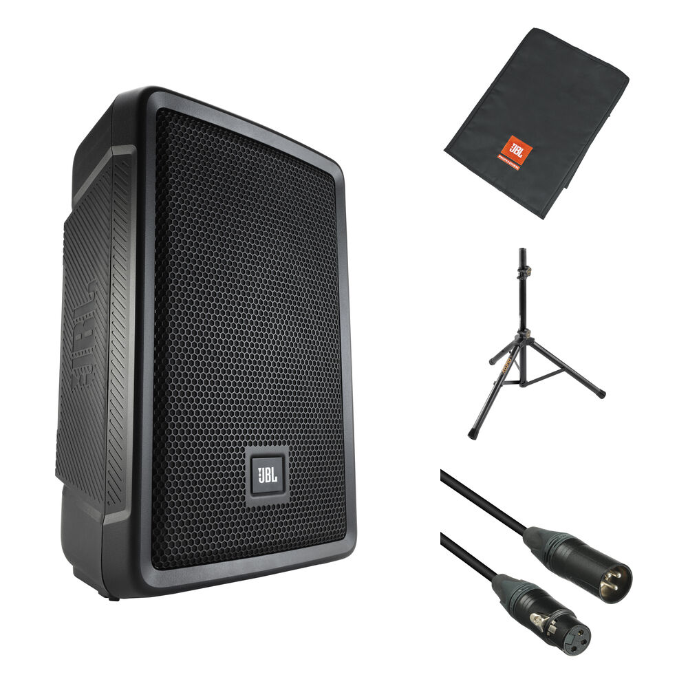 JBL IRX108BT Altavoz Portátil Activo 8"" con Bluetooth, Cubierta, Soporte Ajustable y Cabl