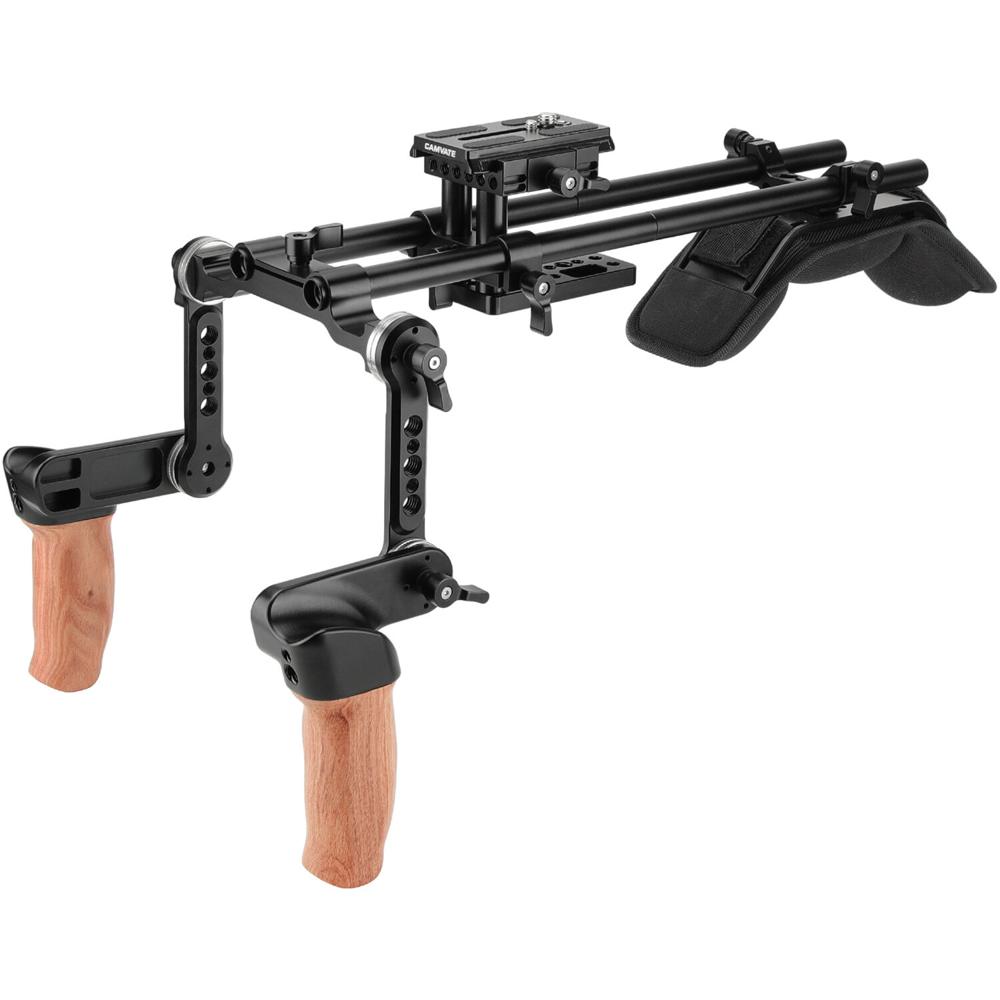 CAMVATE Rig de Montaje en Hombro Pro con Placa de Liberación Rápida Manfrotto y Brazos R
