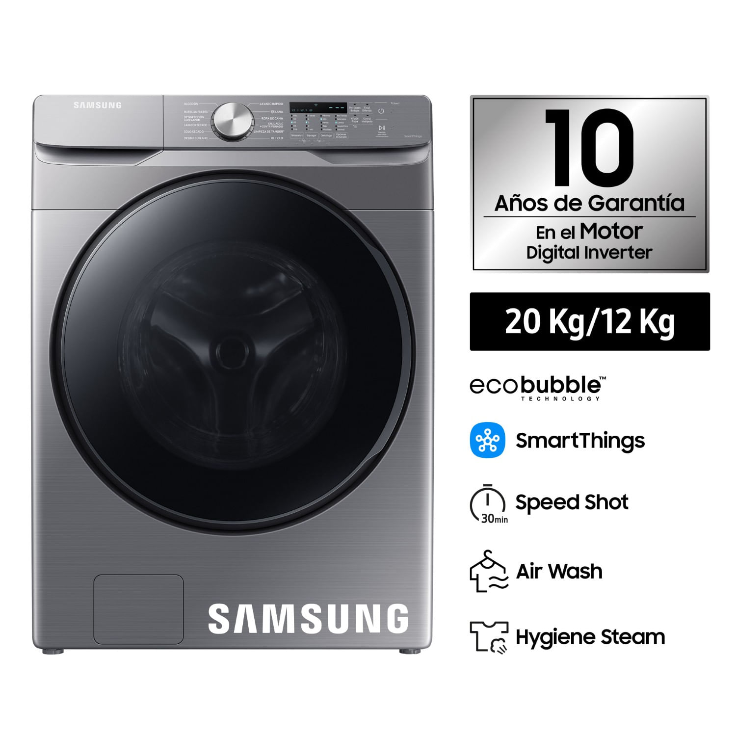 Lavaseca Samsung Digital Inverter WD20T6000GP/PE Ecobubble 20 Kg Inox