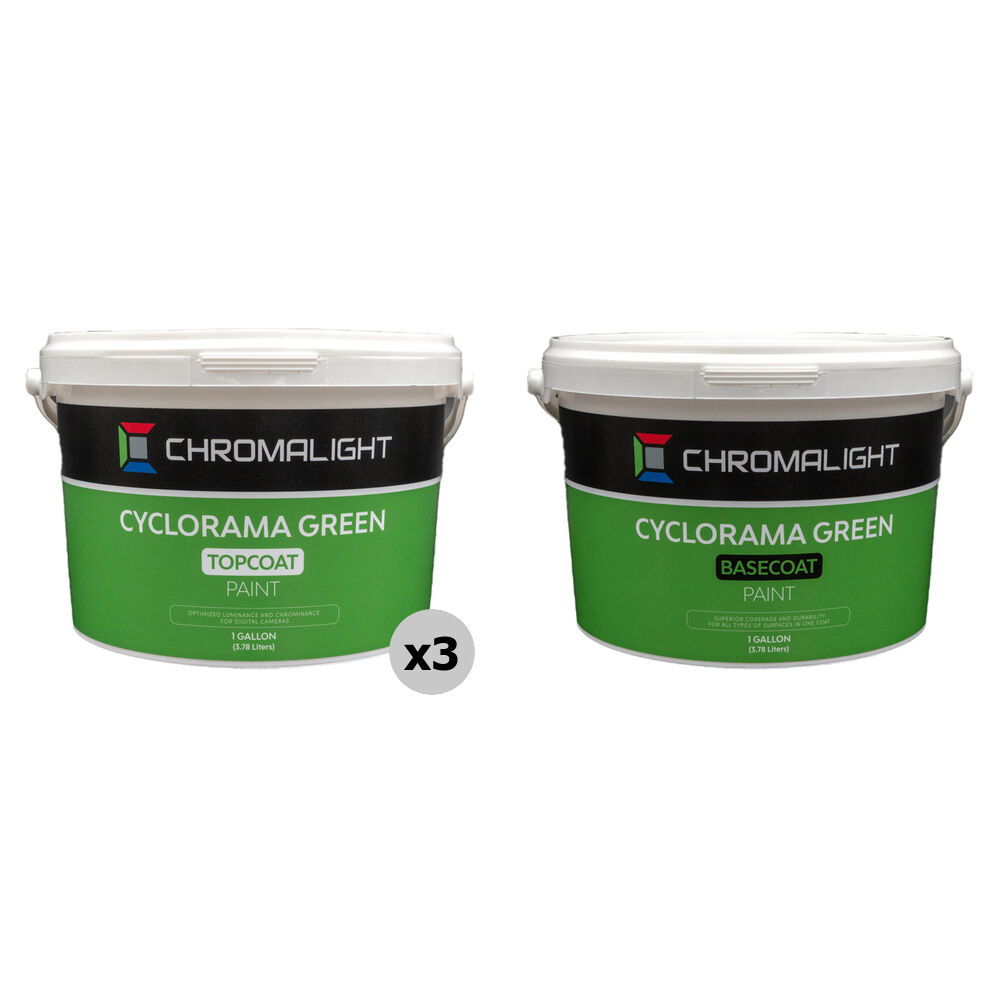 ChromaLight Kit de Pintura Cyclorama Verde - 3 Galones de Topcoat y 1 Galón de Basecoat