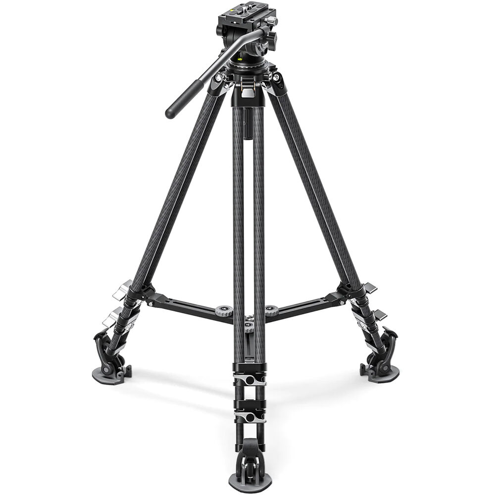 Leofoto LVC-193C Trípode de Carbono con Cabezal de Video BV-10, Soporta 20 kg, Altura de