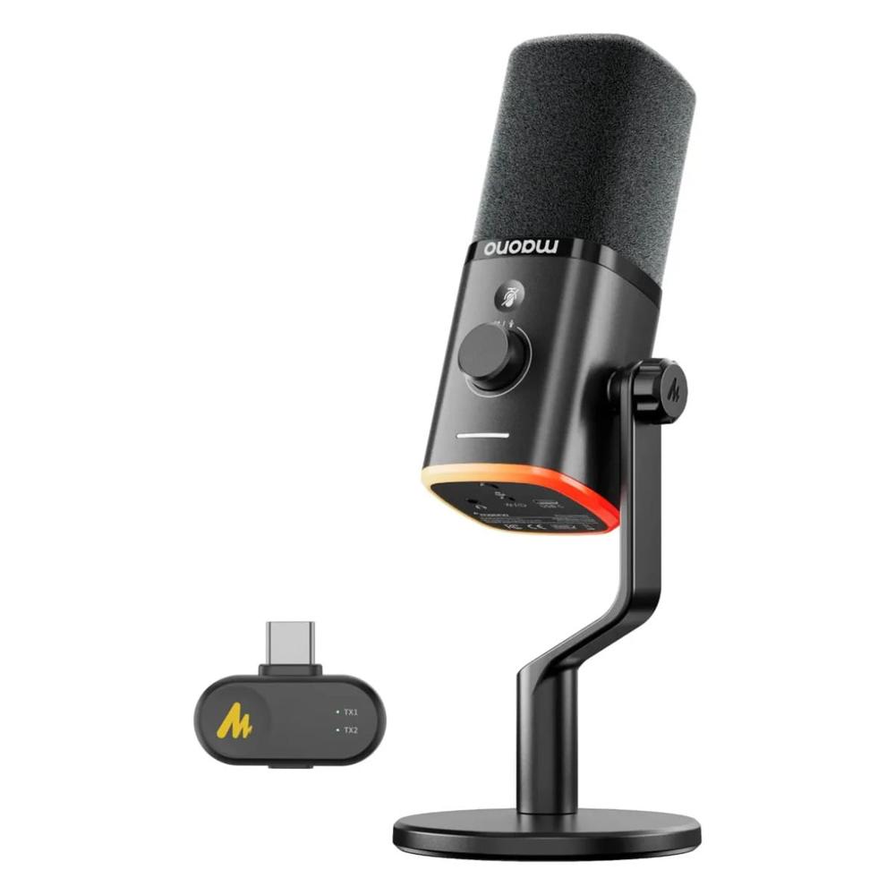 Microfono Maono Inalambrico PD100W Dinamico ANC USB 2.4GHz RGB Negro