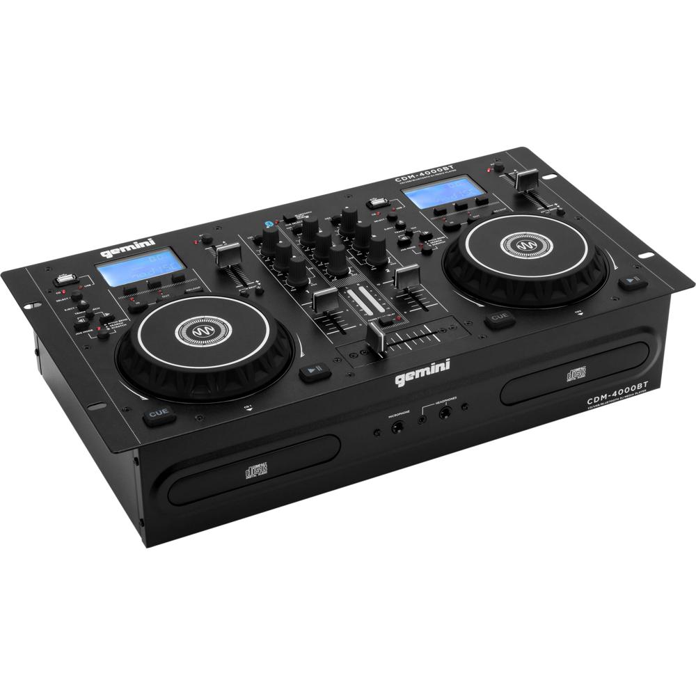 Gemini CDM-4000BT Reproductor de Medios Dual CD/USB con Bluetooth, Mezclador de 2 Canales,