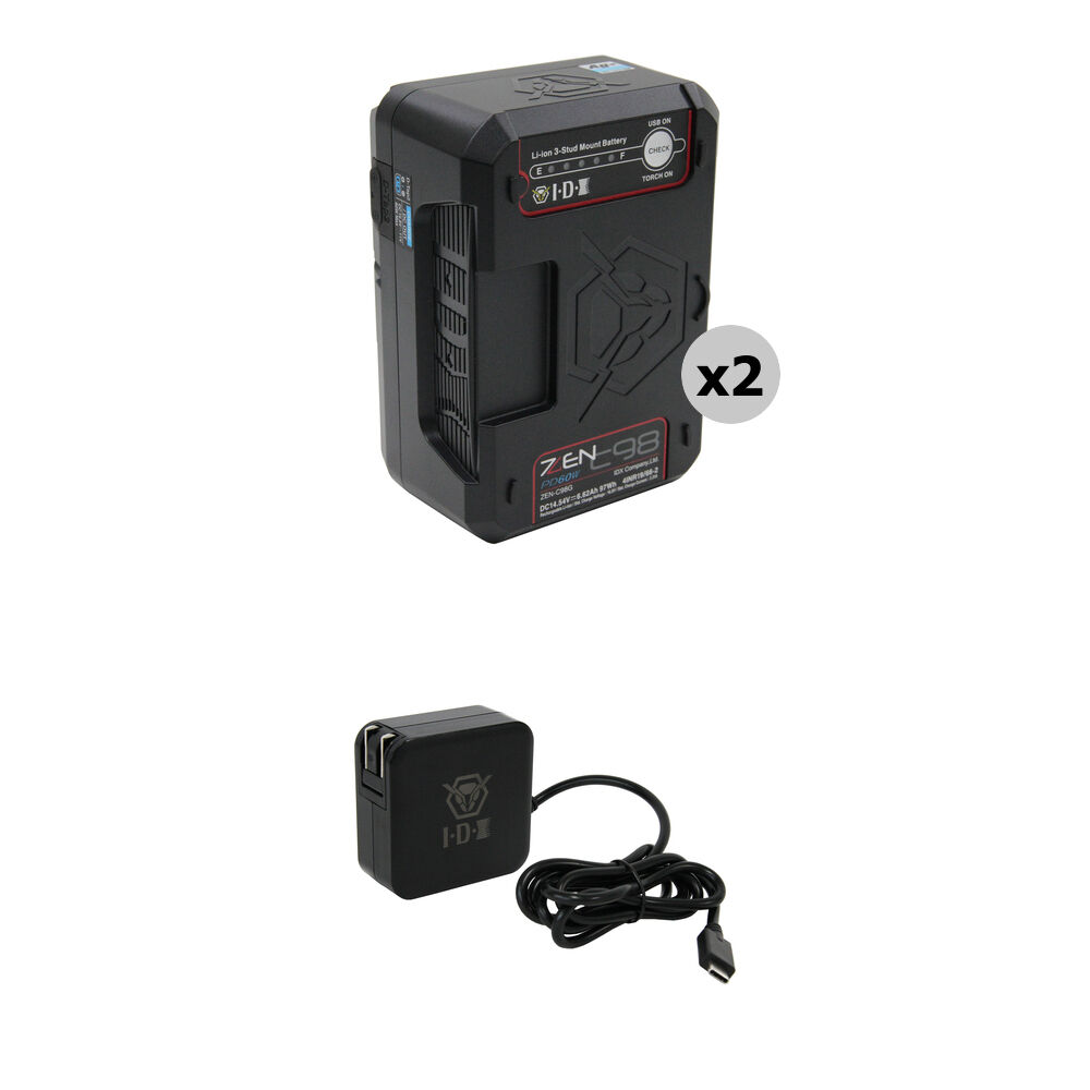 IDX System Technology Kit de 2 Baterías Li-Ion ZEN-C98G Gold Mount 97Wh con Cargador Ráp