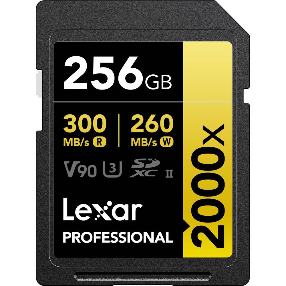 Lexar Tarjeta de Memoria SDXC 256GB Professional 2000x UHS-II V90 - Velocidad de Lectura 3