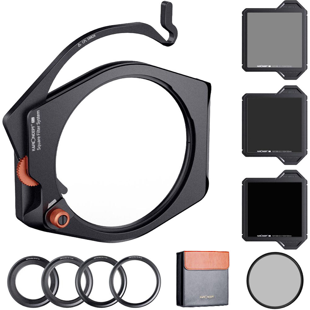 K&F Concept Filtro Cuadrado X PRO 95mm CPL + ND8/64/1000 con 4 Anillos Adaptadores