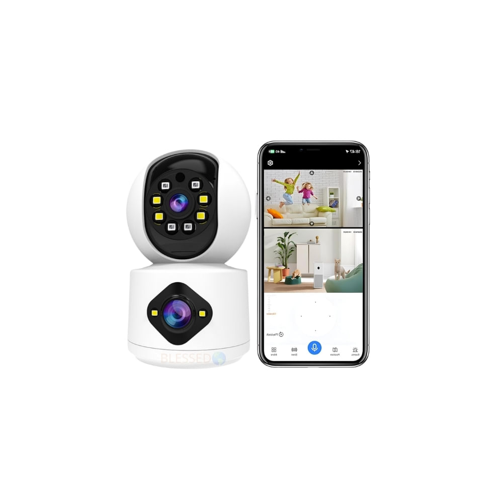 Cámara De Seguridad Vigilancia 360 Wifi Dual Lente FHD Audio Bidireccional