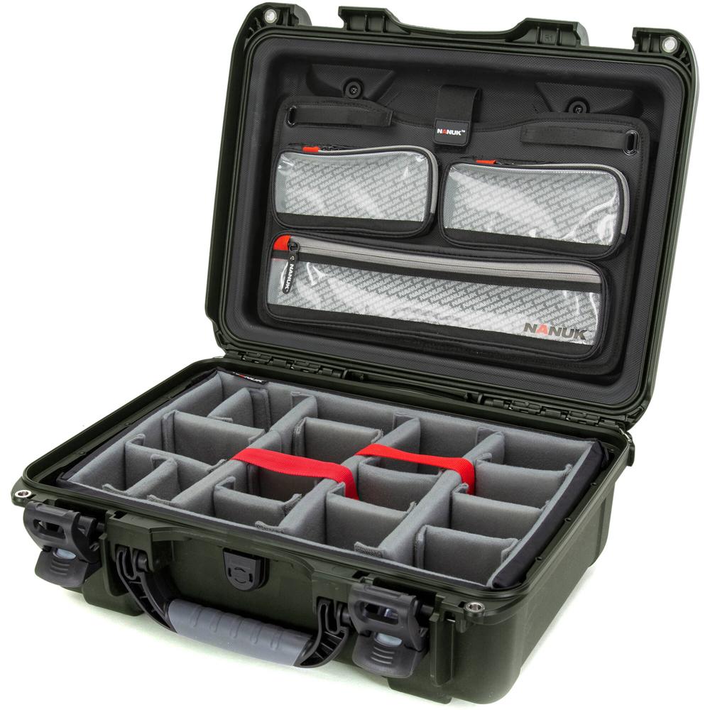Nanuk 925 Estuche Duro con Kit Pro para Fotografía (Oliva, 21L) - Impermeable, Ligero y D