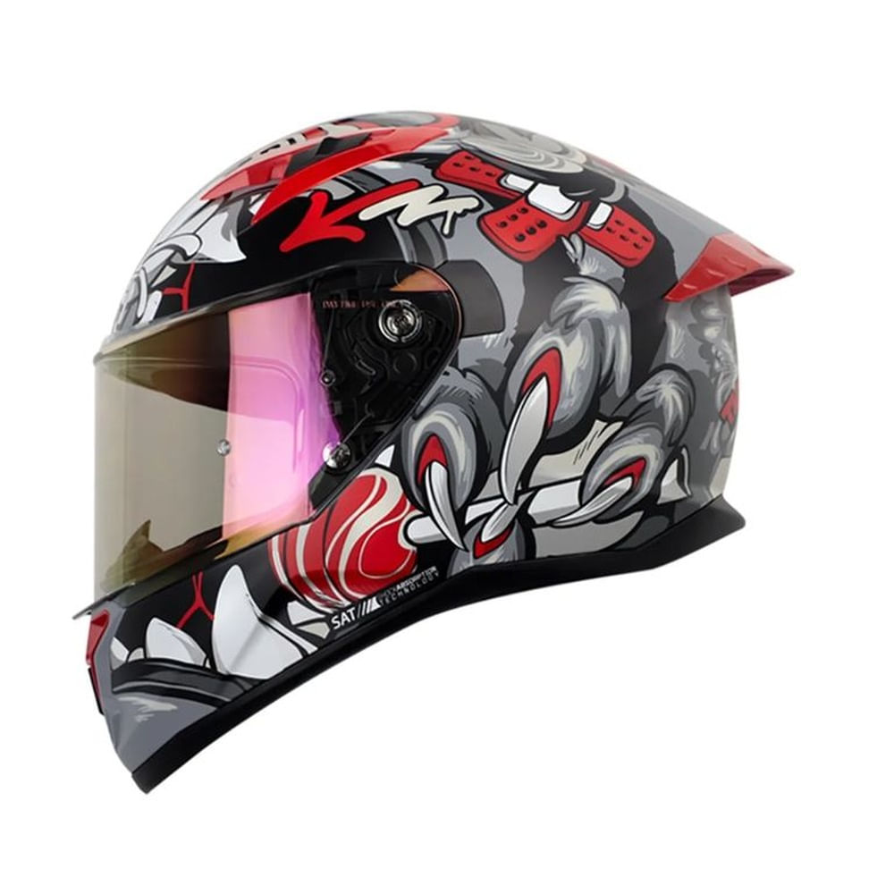 Casco Integral SHAFT 522SP Tigerazo Gris Talla XL Certificado ECE 22.06 para Moto Seguridad Premium Gris