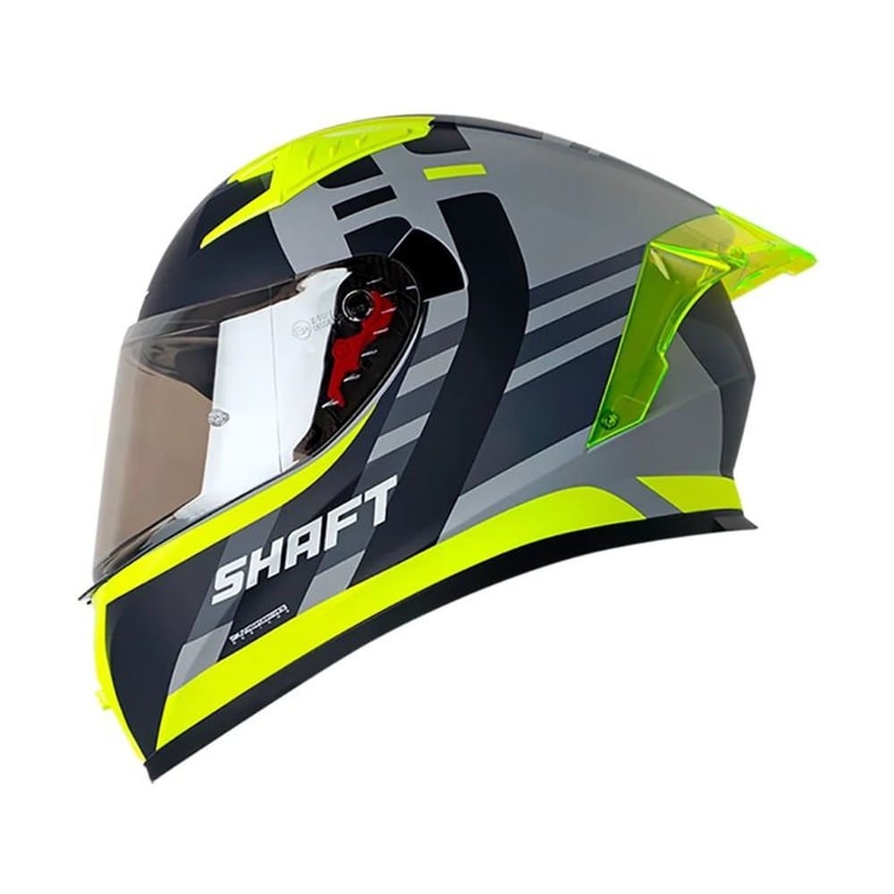 Casco Integral SHAFT SH-526SP Sampler Gris Amarillo Talla XL Certificado ECE 22.06 para Moto Premium Gris