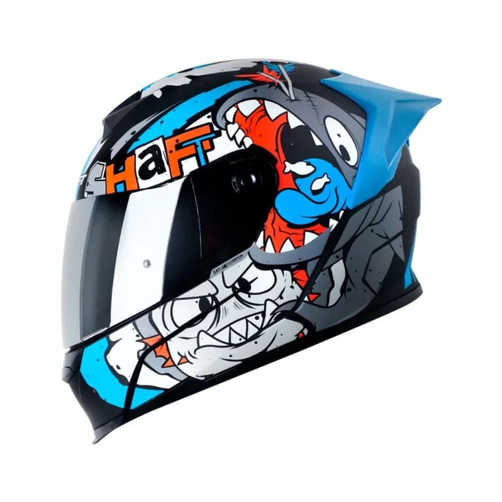 Casco Integral SHAFT SH-502SP Sharkie Negro Gris Talla XL Certificado DOT para Moto Seguridad Diseño Negro