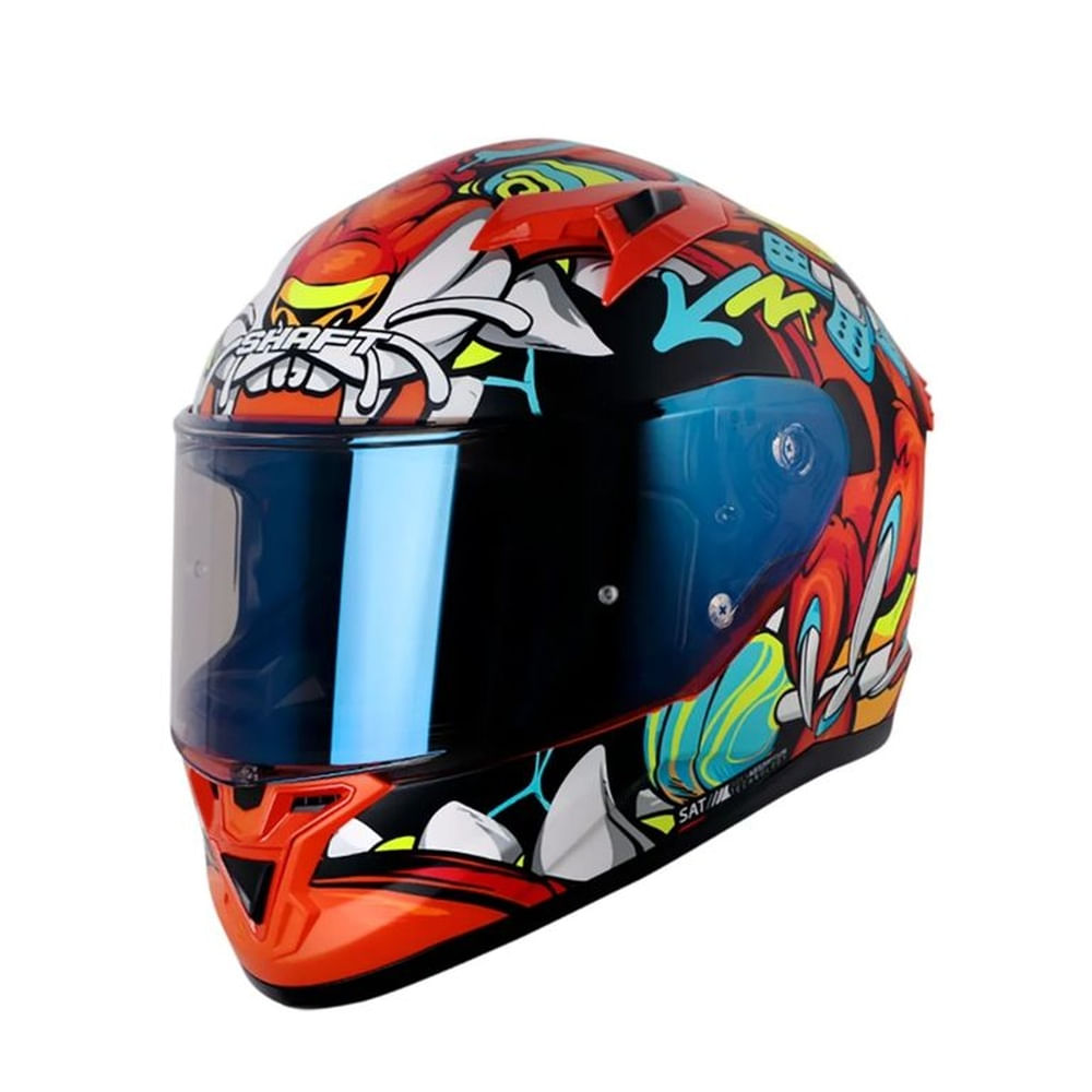 Casco Integral SHAFT 522SP Tigerazo Negro Rojo Talla L Certificado ECE 22.06 para Moto Seguridad Negro