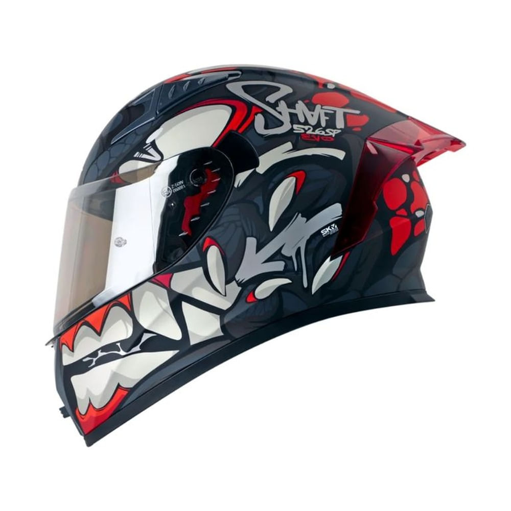 Casco Integral SHAFT SH-526SP Dano Negro Gris Talla XL Certificado ECE 22.06 para Moto Seguridad Negro