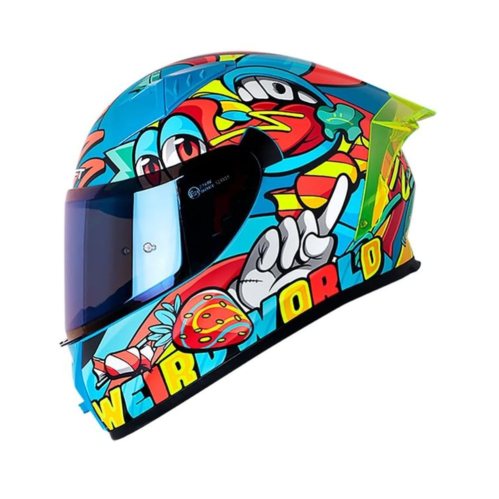Casco Integral SHAFT SH-526SP Weird Azul Talla XL Certificado ECE 22.06 para Moto Seguridad Premium Azul