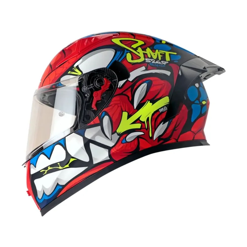 Casco Integral SHAFT SH-526SP Dano Negro Rojo Talla XL Certificado ECE 22.06 para Moto Seguridad Negro