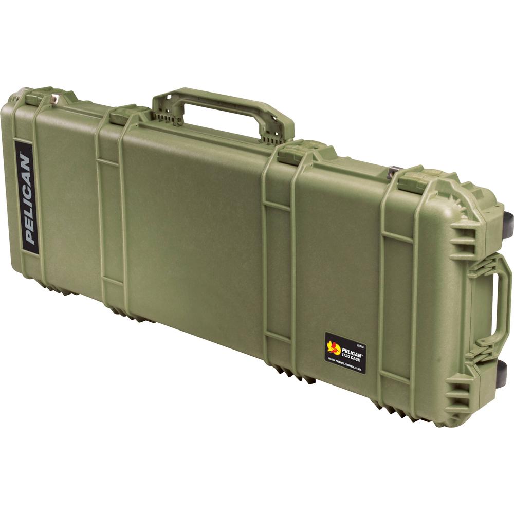 Pelican 1700 Long Case - Caja de Transporte con Espuma, Verde, Impermeable, Ruedas y Manij