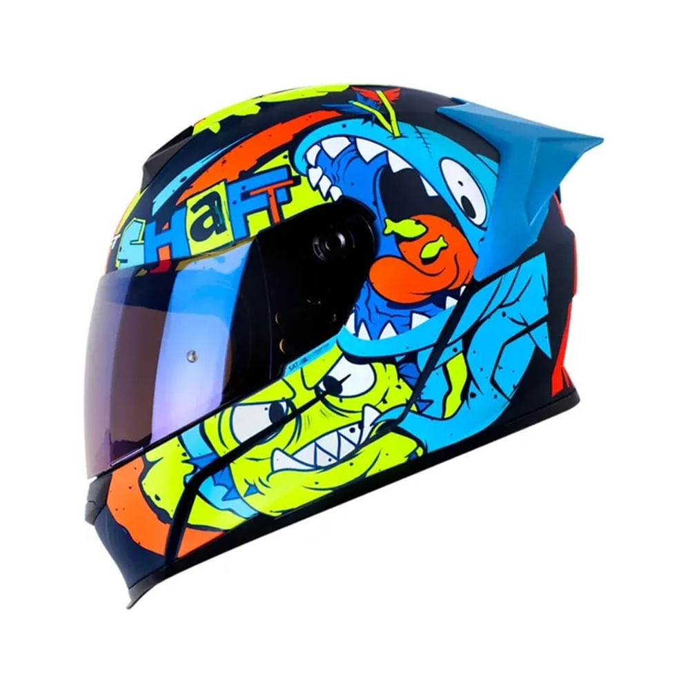 Casco Integral SHAFT SH-502SP Sharkie Azul Talla XL Certificado DOT para Moto Seguridad Pro Confort Azul