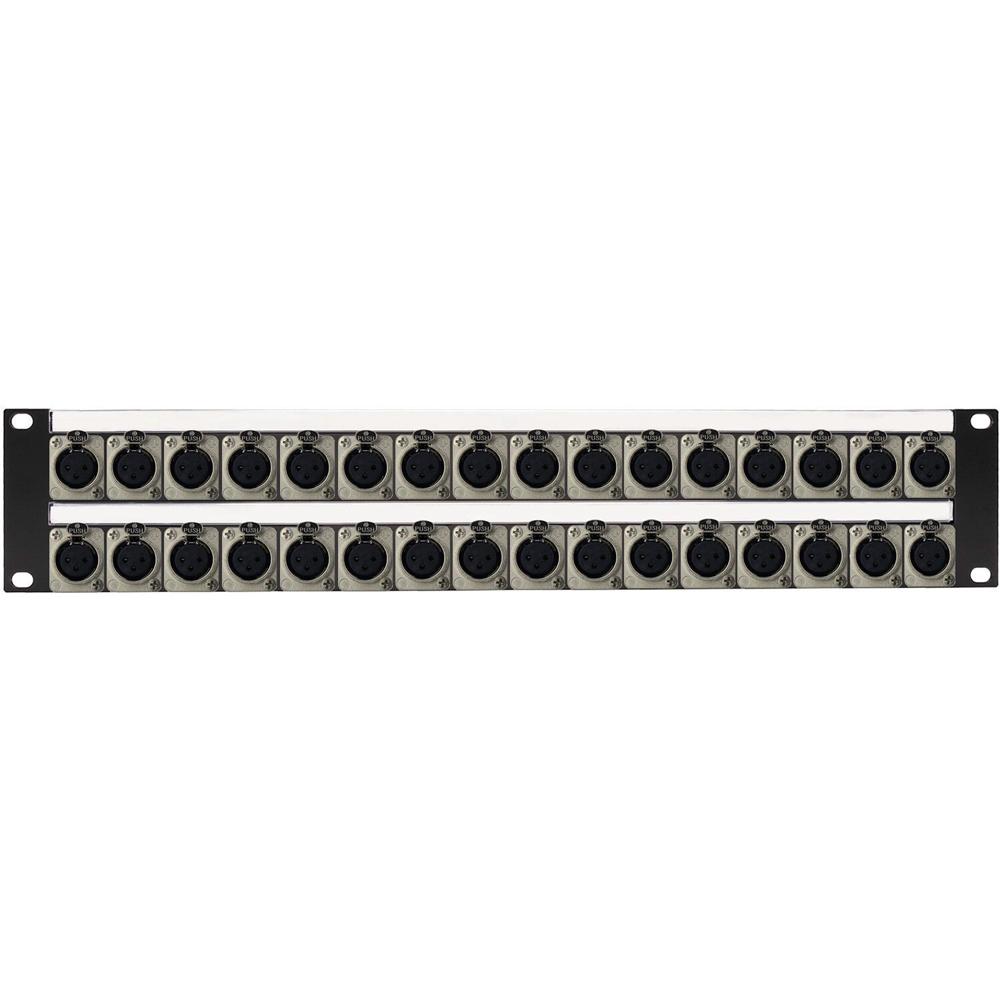 My Custom Shop Patch Panel 32 Puertos XLR Femenino Neutrik NC3FD-L-1 2 RU con Barra de Enl