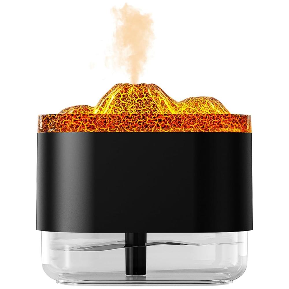 Humidificador con Luces LED Diseño Decorativo Modelo Volcano Negro   58VN09