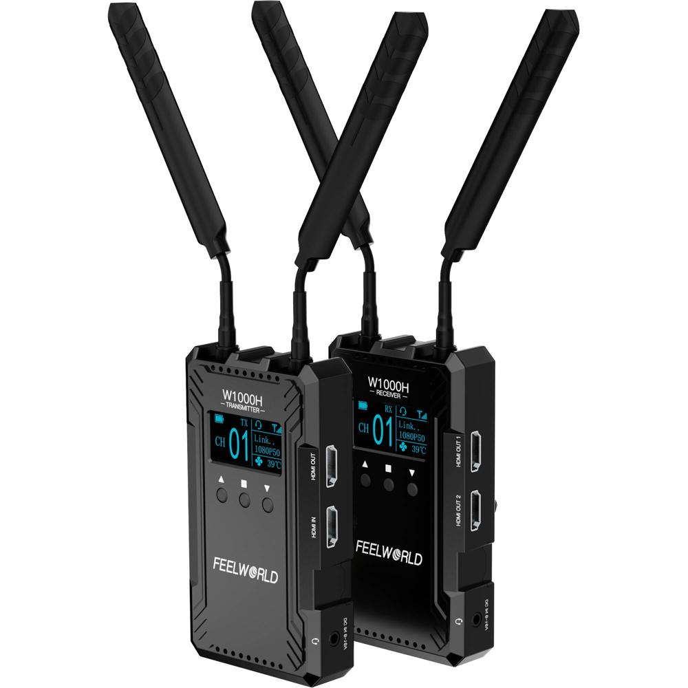 FeelWorld W1000H Sistema de Transmisión de Video Inalámbrico Dual HDMI 1312' con Interco