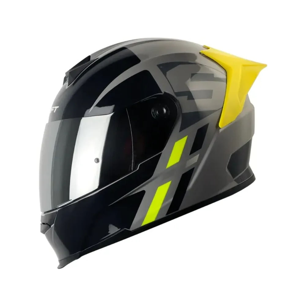 Casco Integral SHAFT SH-502SP Luke Gris Negro Talla XL Certificado DOT para Moto Seguridad Confort Gris