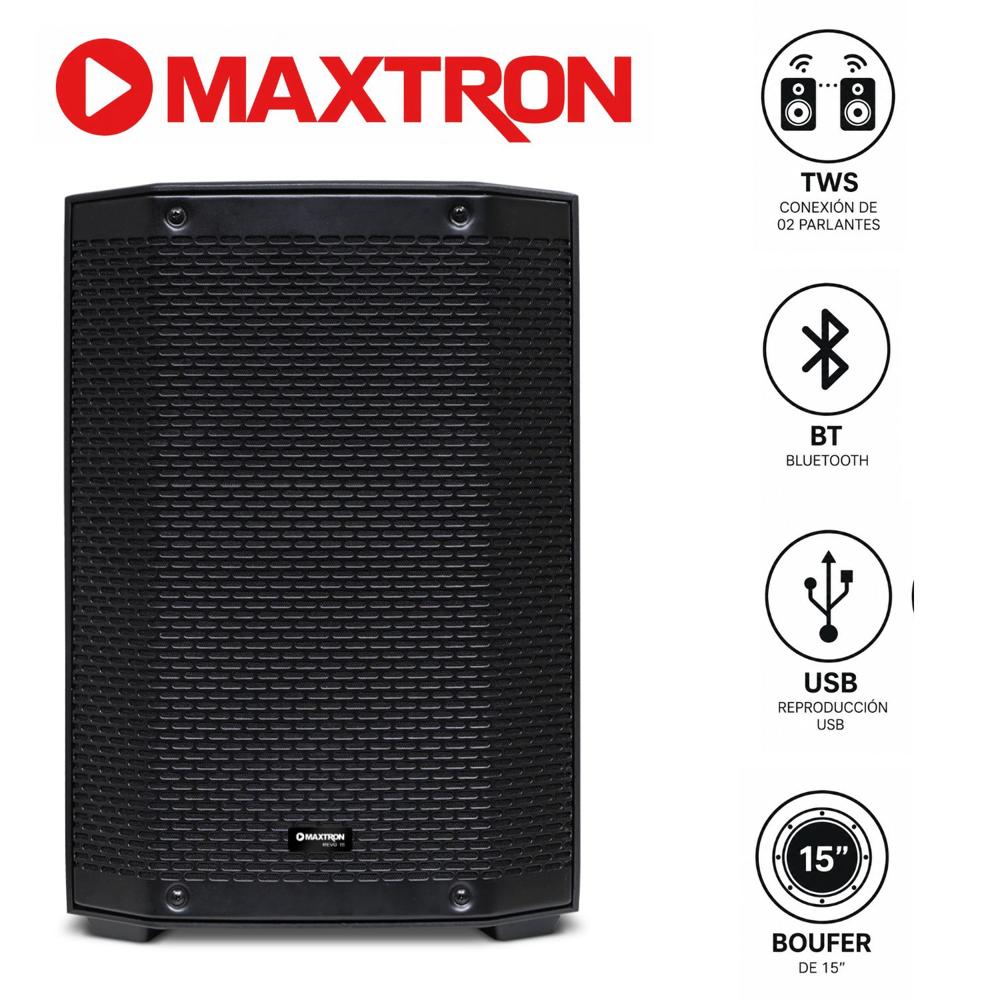 Parlante Portatil Maxtron REVO MXT 8115 Boufer 15 USB BT TWS Con DSP Profesional