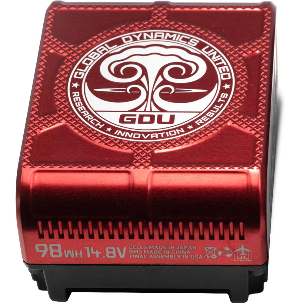 GLOBAL DYNAMICS UNITED Batería Mini V-Mount 98Wh - 14.8V, D-Tap y USB, Cuerpo de Aluminio