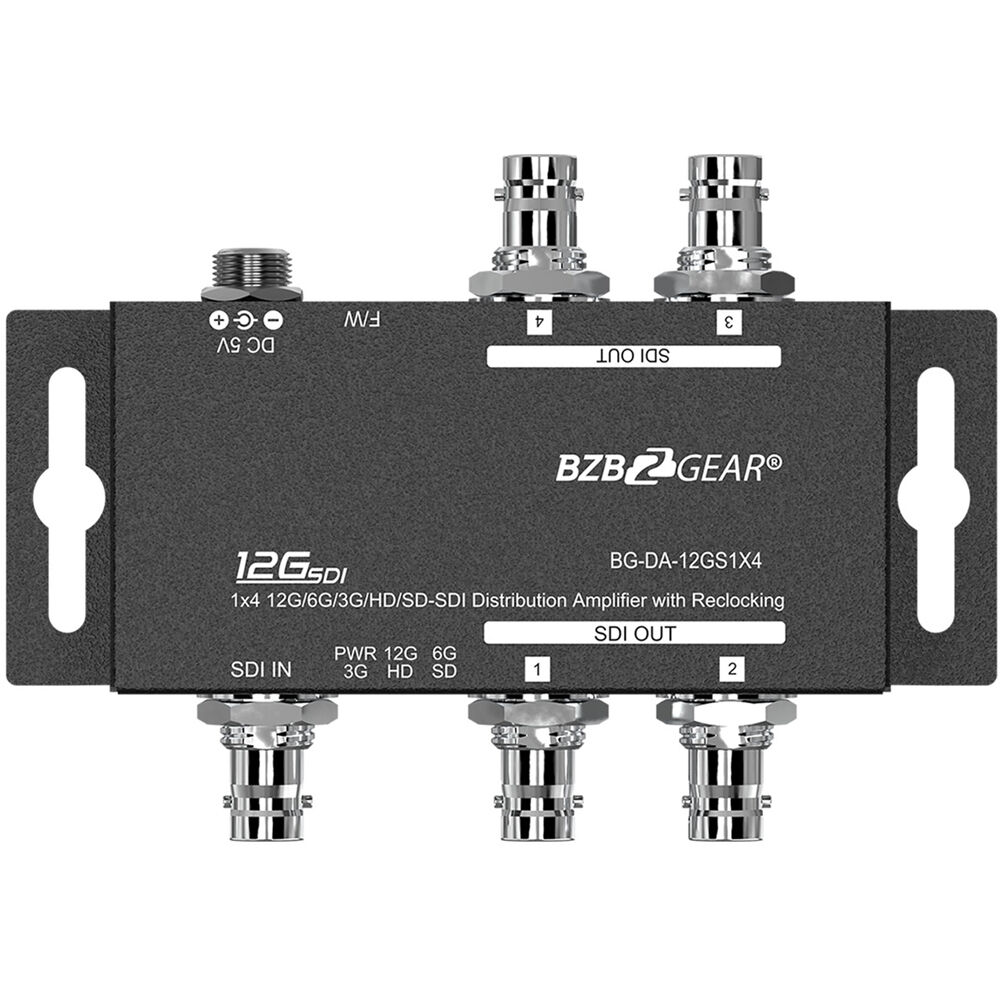 BZBGEAR Splitter/Amplificador de Distribución 12G-SDI 1x4 - Soporta 12G/6G/3G/HD/SD-SDI,