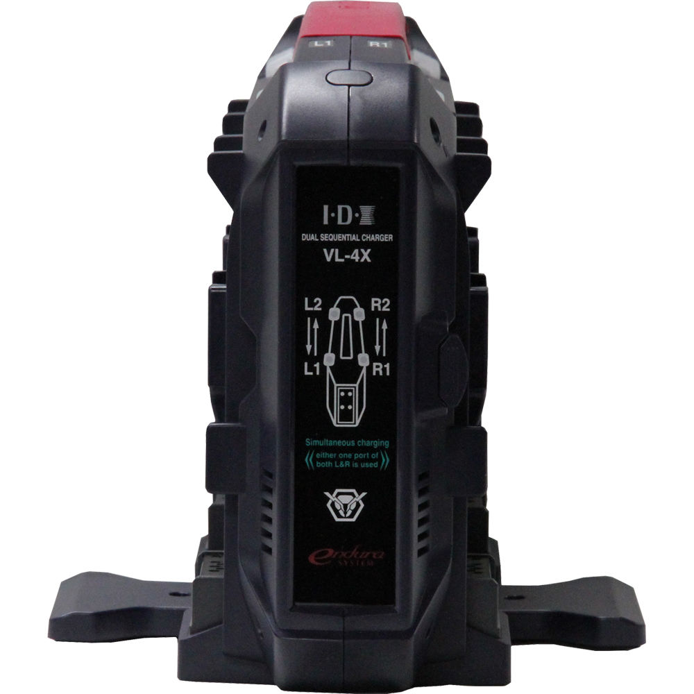 IDX Cargador V-Mount VL-4X 4 Canales con Fuente de Poder - Carga Secuencial y Simultánea,
