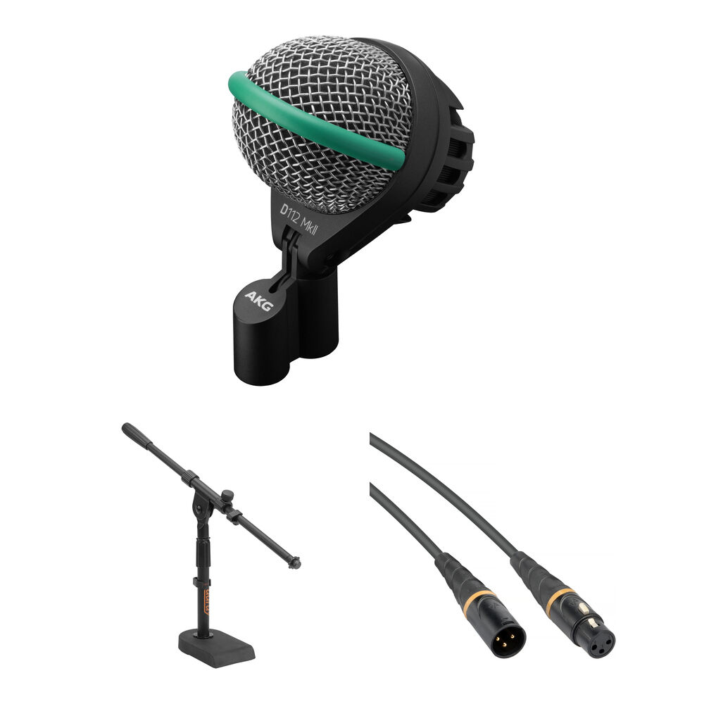 AKG D112 MKII Micrófono Dinámico para Bajo y Batería con Soporte y Cable XLR