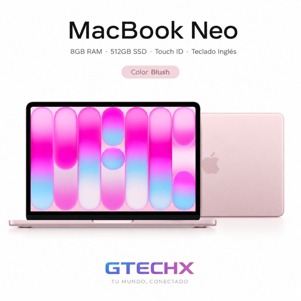 Laptop Apple MacBook Neo Chip A18 Pro 8GB RAM 512GB SSD Teclado Ingles Blush