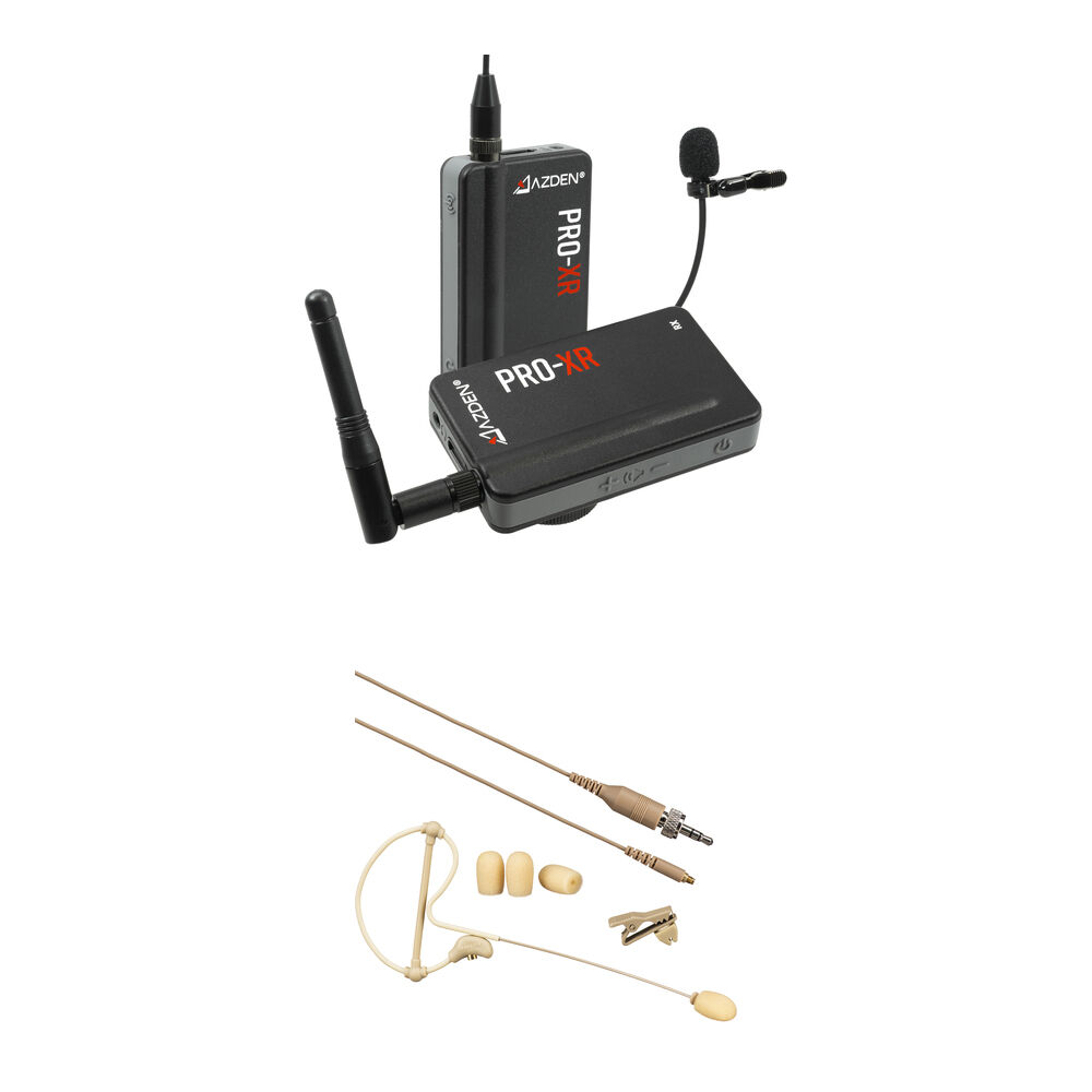 Azden PRO-XR Sistema Inalámbrico de Micrófono para Cámara con Micrófono Lavalier y Ear