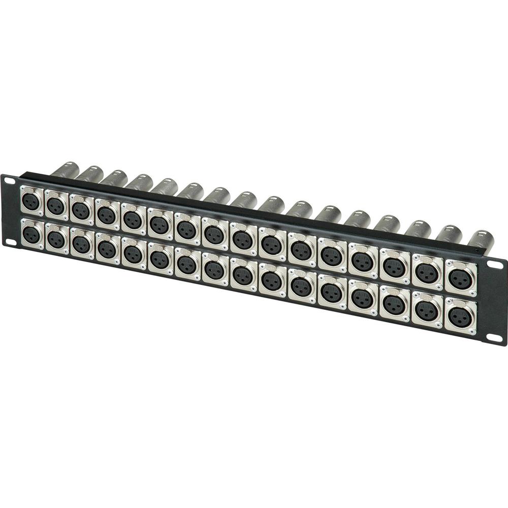 My Custom Shop Patch Panel XLR Feedthrough 2 RU con 32 Conectores XLR Hembras en Frontal y