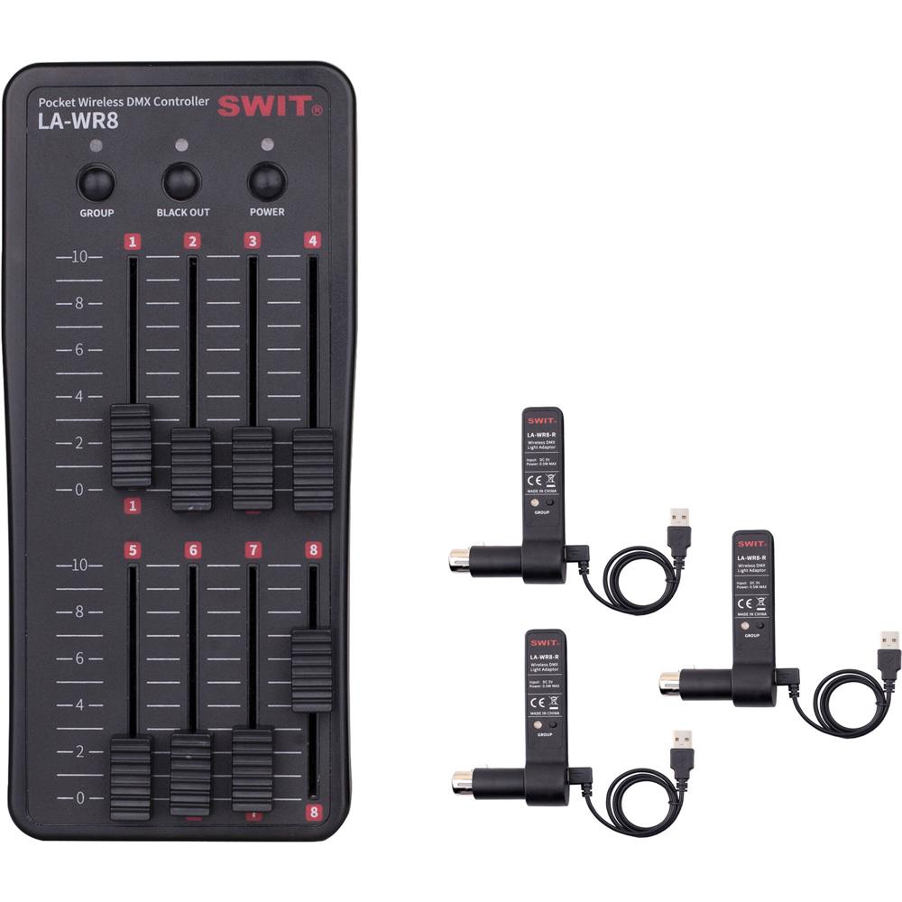 SWIT Pocket Wireless DMX Controller Kit - Controlador DMX Inalámbrico con 3 Receptores, C