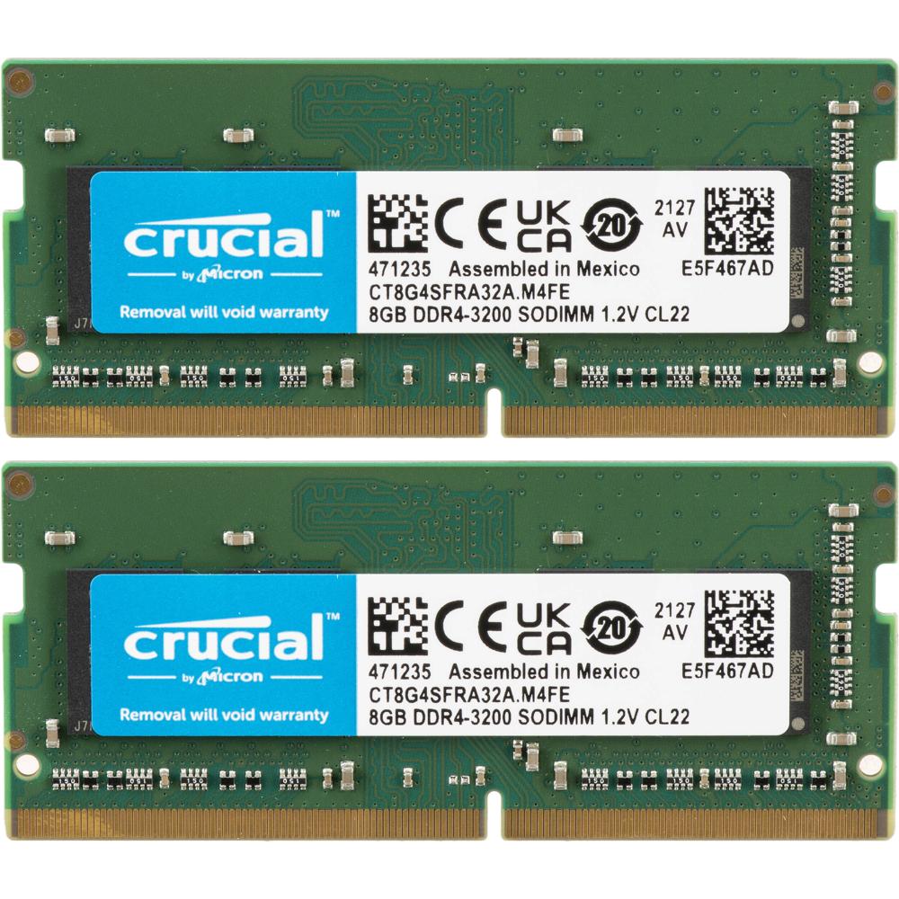 Crucial Memoria RAM Laptop DDR4 16GB (2 x 8GB) 3200 MHz SODIMM CL22
