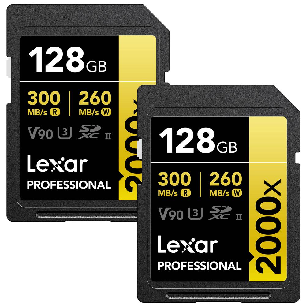 Lexar Tarjeta de Memoria SDXC 128GB Professional 2000x UHS-II (2-Pack) - Velocidad de Lect