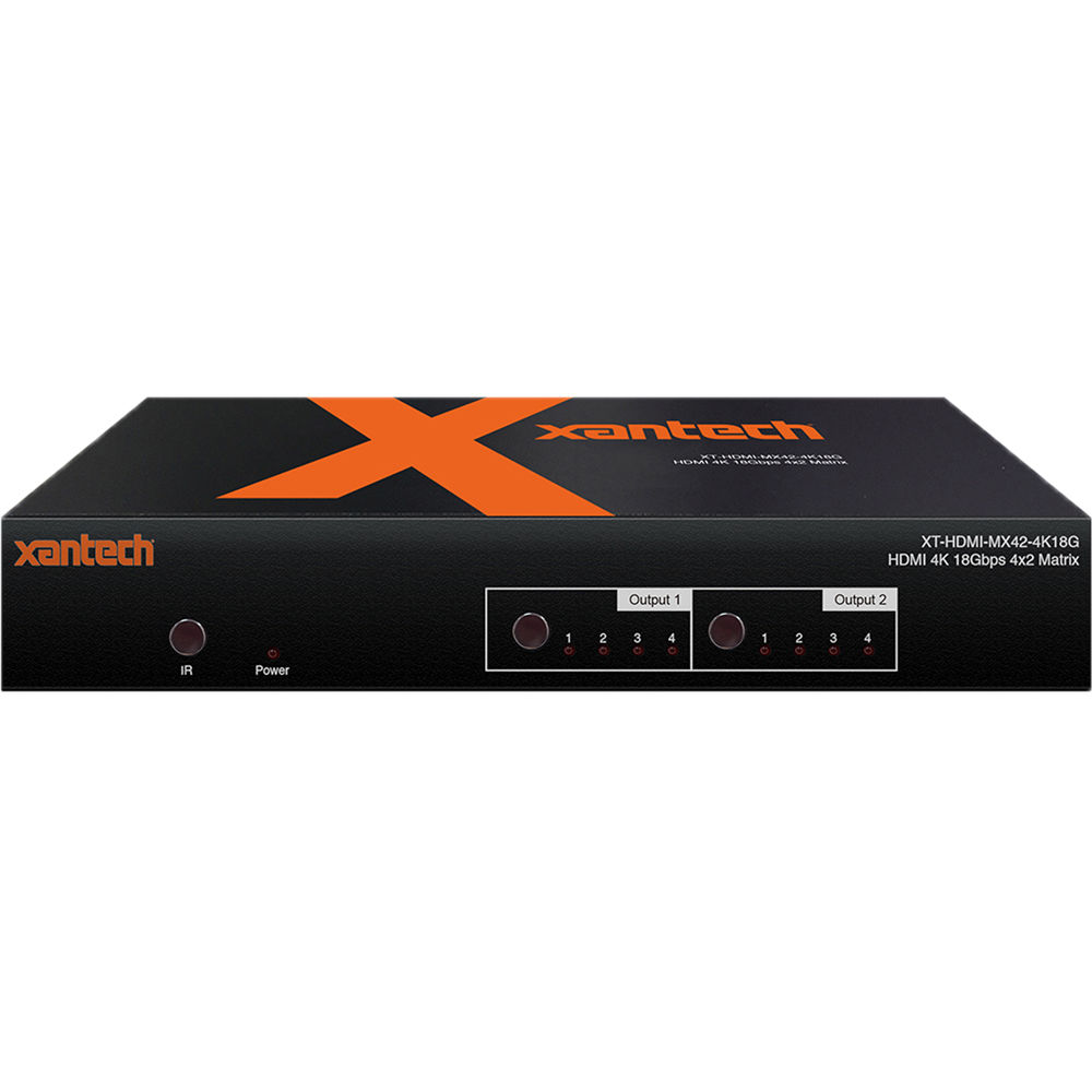 Xantech HDMI 2.0 4x2 Matrix con Audio Breakout y Gestión EDID - Soporta 4K UHD, HDCP 2.2,