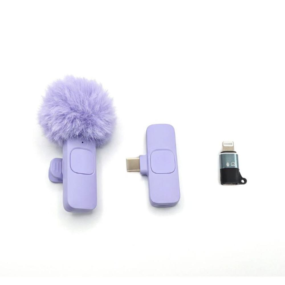 Micrófono Inalámbrico Lila Tipo C con Adaptador iPhone