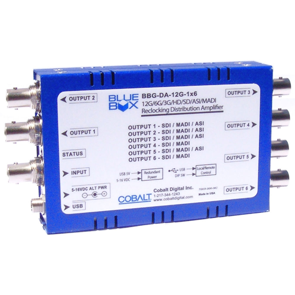 Cobalt Amplificador de Distribución BBG-DA-12G-1X6 1 x 6 12G/6G/3G/HD/SD-SDI/ASI/MADI Rec