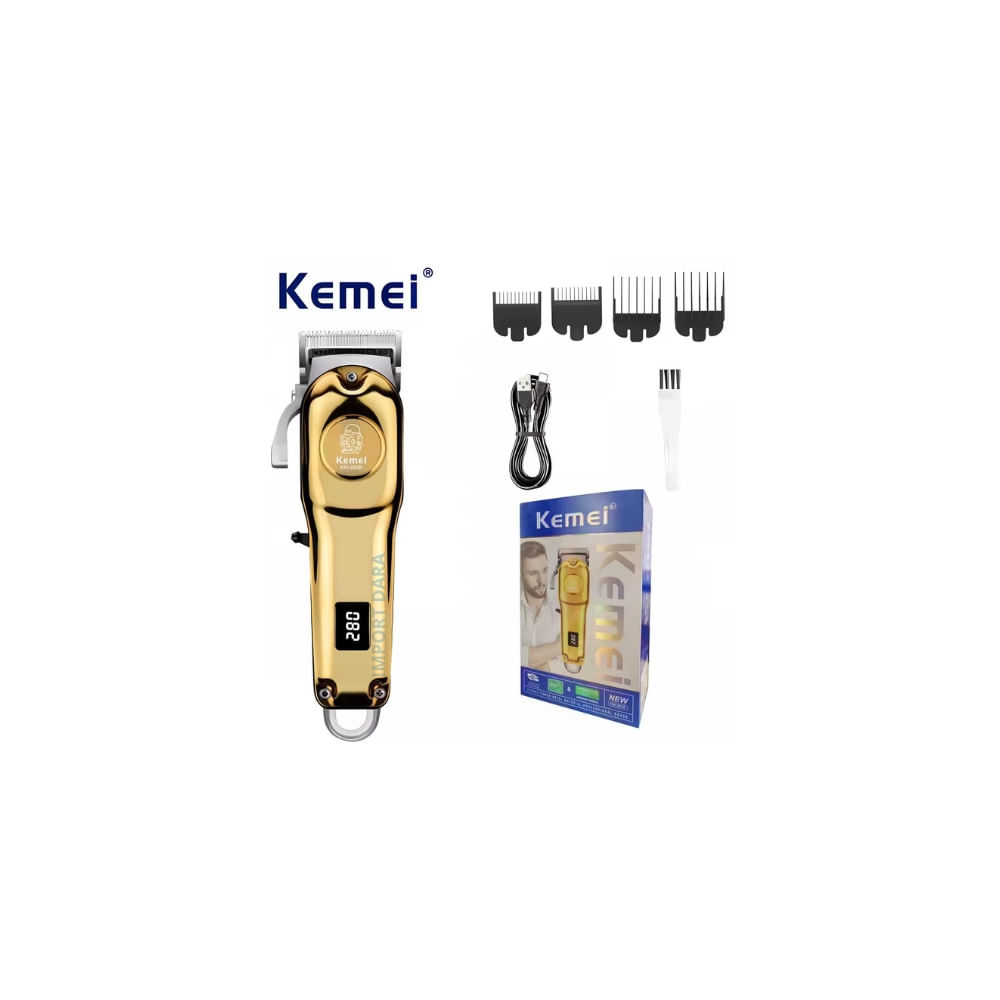 Cortadora Kemei Km-2628 Inalambrica Recargable Dorado