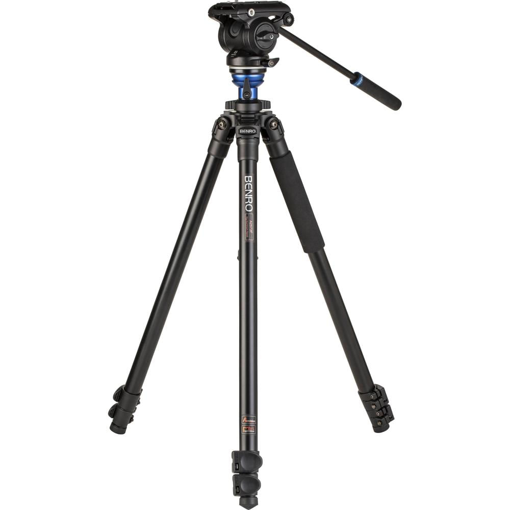 Benro A2573F Trípode de Aluminio con Cabezal de Video Fluido S4Pro - Carga de 8.8 lb, Alt