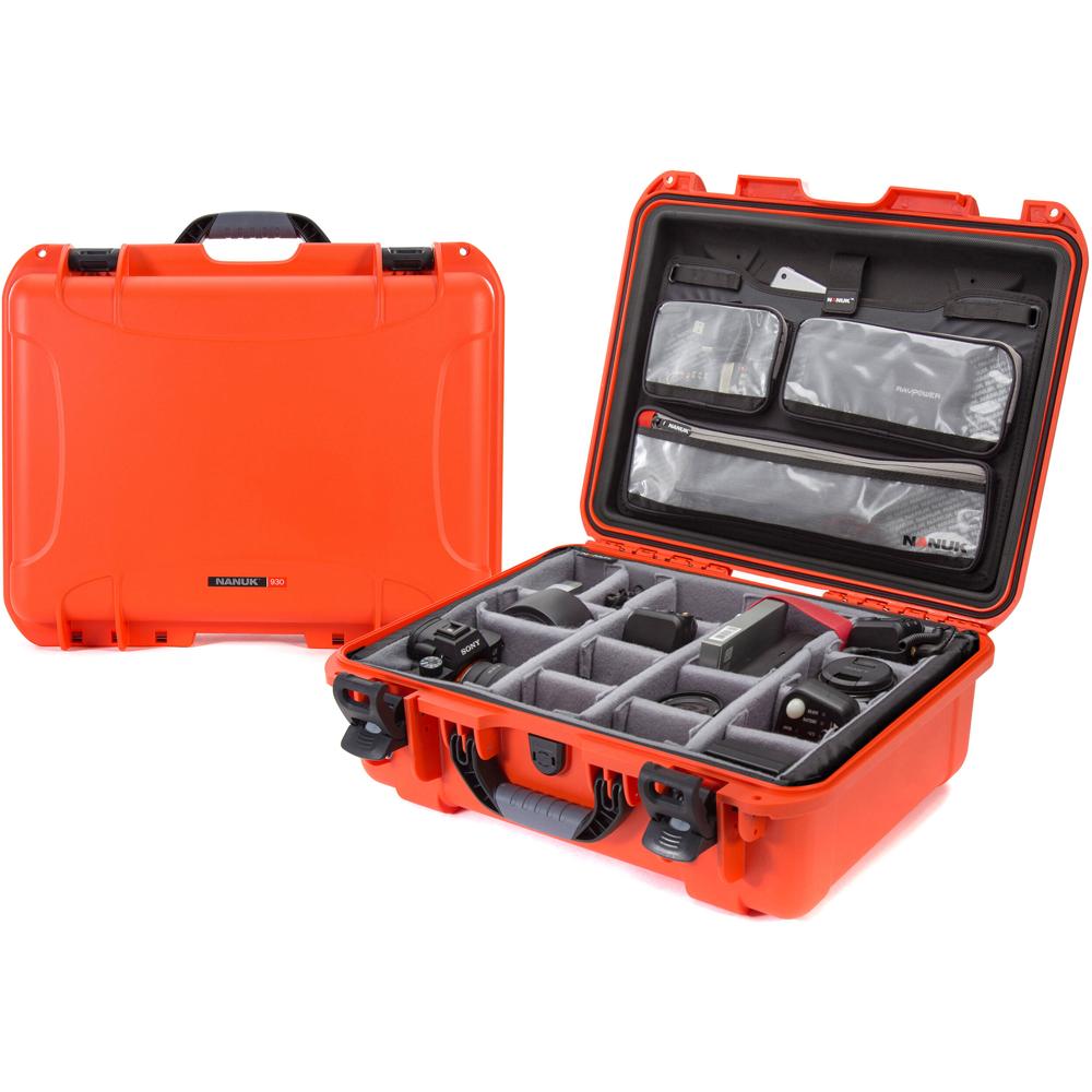 Nanuk 930 Estuche Duro con Kit Pro para Fotografía - Naranja, Impermeable IP67, Resistent